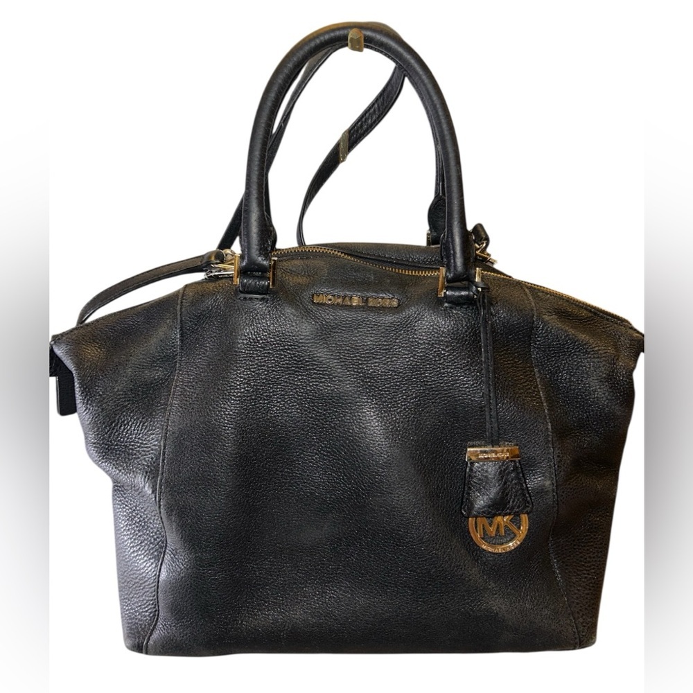 Pre loved Michael Kors Riley black pebbled leather satchel